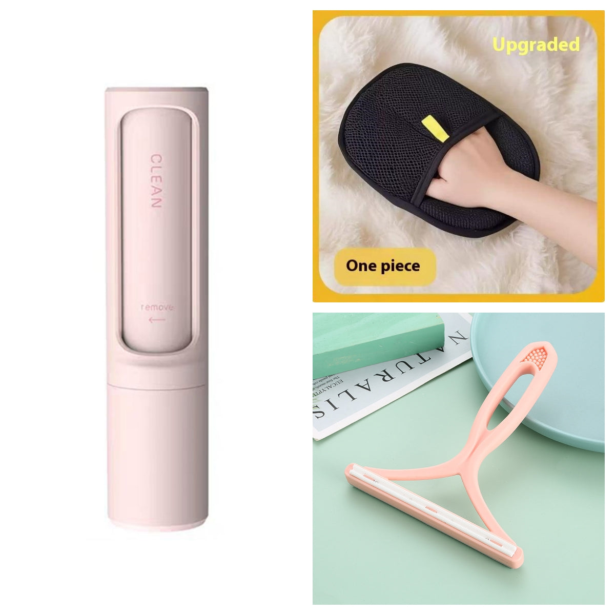 2-1 Reusable Pet Hair Remover Brush Lint Roller Portable Effective Self Cleaning Tool for Cat Dog