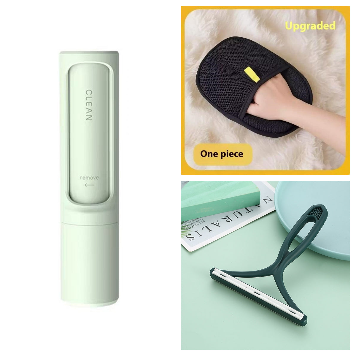 2-1 Reusable Pet Hair Remover Brush Lint Roller Portable Effective Self Cleaning Tool for Cat Dog